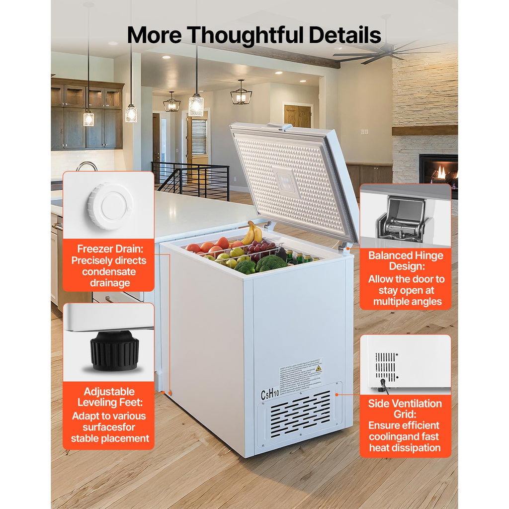 Chest Freezer with Precise Temperature Control and Quiet Operation