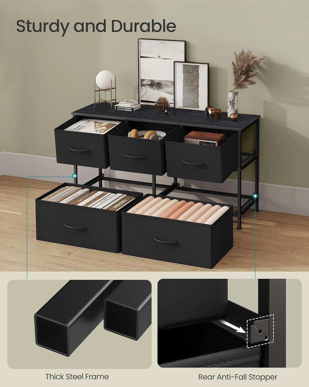5-Drawer Storage Organizer Chest for Closet & Entryway