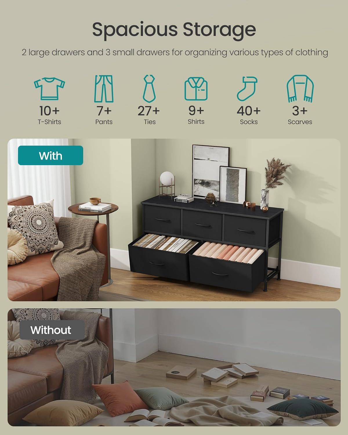 5-Drawer Storage Organizer Chest for Closet & Entryway