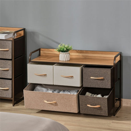 5-Bin Dresser Chest for Laundry Room, Entryway, Closet – Multicolored