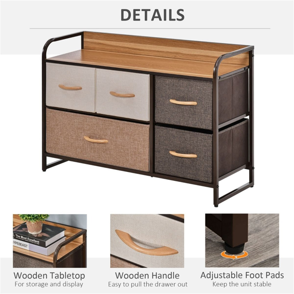 5-Bin Dresser Chest for Laundry Room, Entryway, Closet – Multicolored