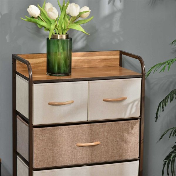 5-Drawer Dresser Storage Cabinet with Steel Frame and MDF Top