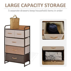 5-Drawer Dresser Storage Cabinet with Steel Frame and MDF Top