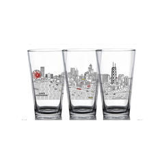 Chicago Pint Glass Set – Premium Embossed Glassware for Everyday Use