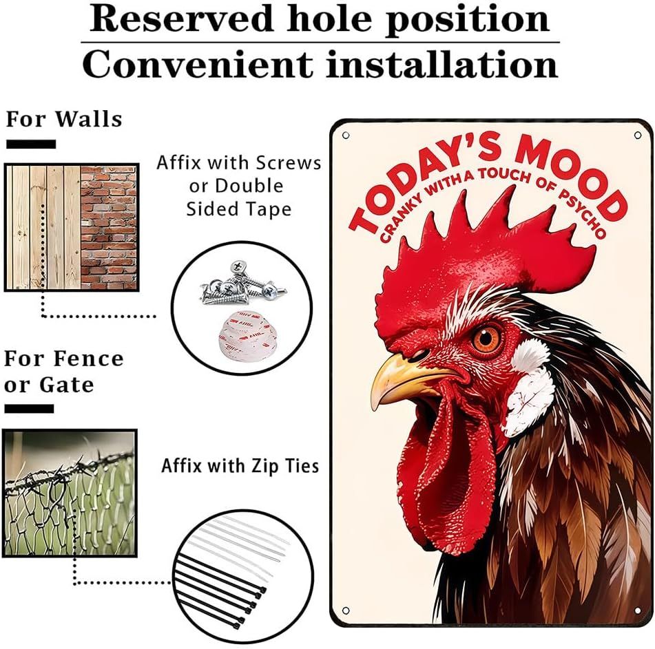 Vintage Chicken Today's Mood Tin Sign