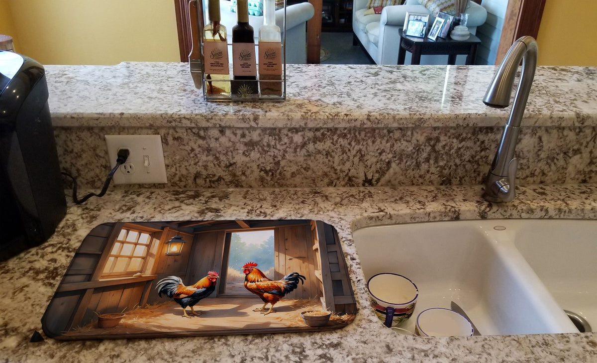 Chickens in the Coop Dish-Drying Mat
