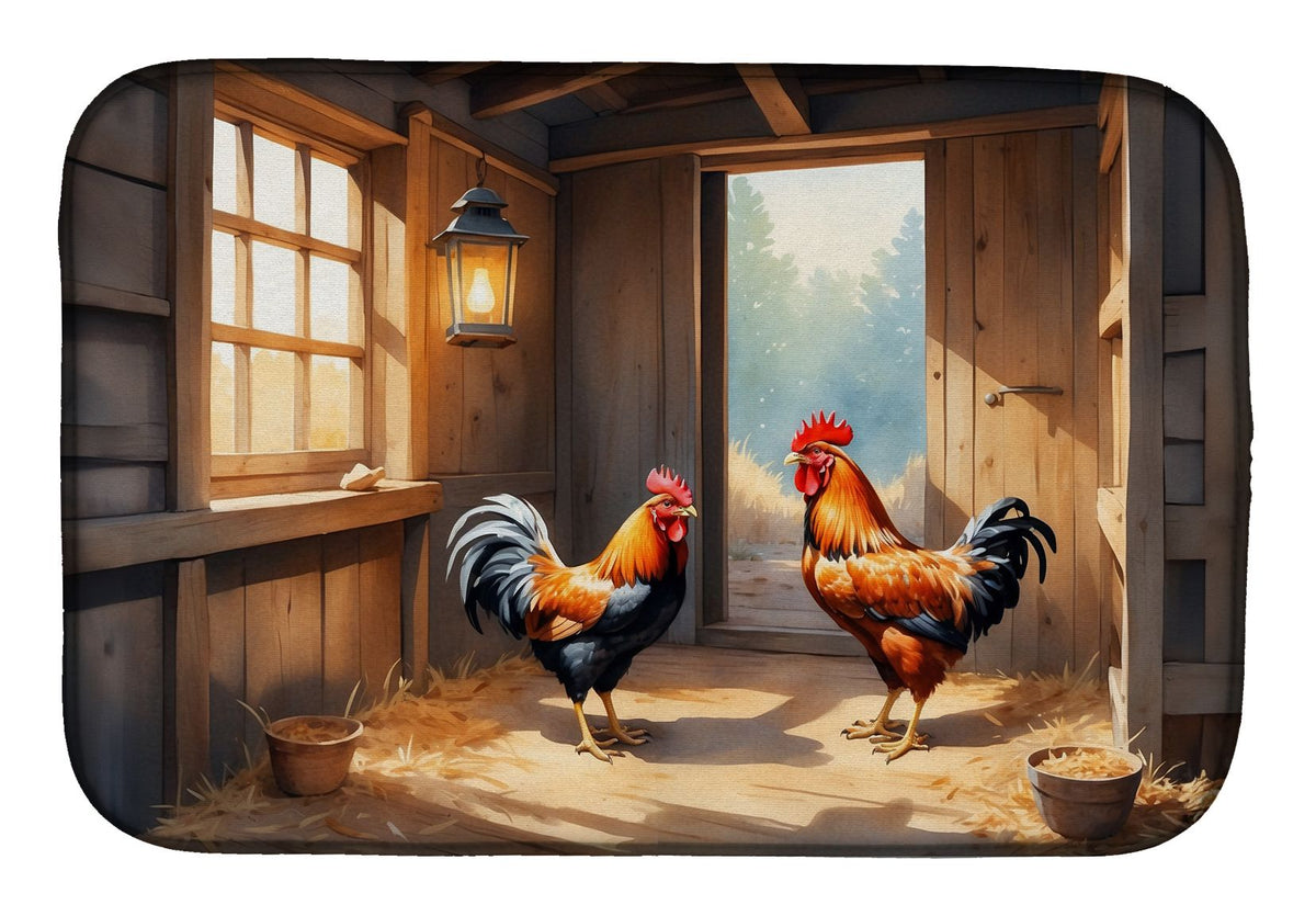 Chickens in the Coop Dish-Drying Mat