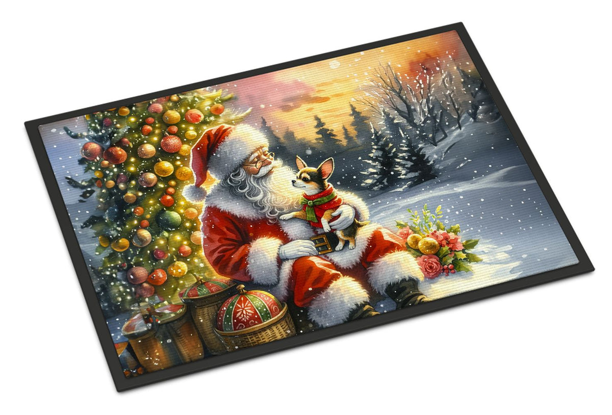 Chihuahua and Santa Claus Christmas Doormat