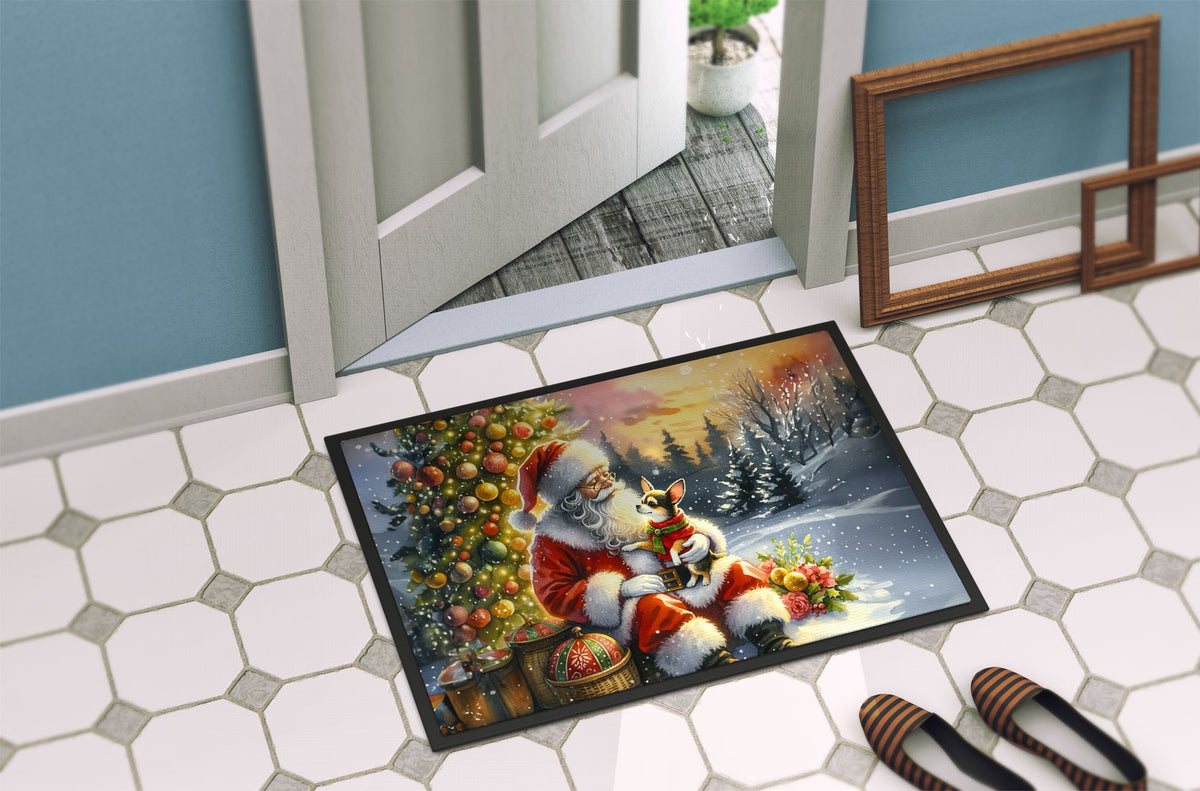 Chihuahua and Santa Claus Christmas Doormat