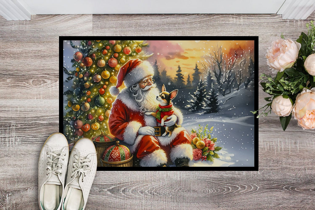 Chihuahua and Santa Claus Christmas Doormat