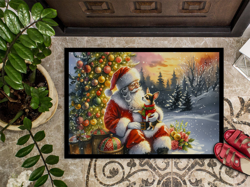 Chihuahua and Santa Claus Christmas Doormat