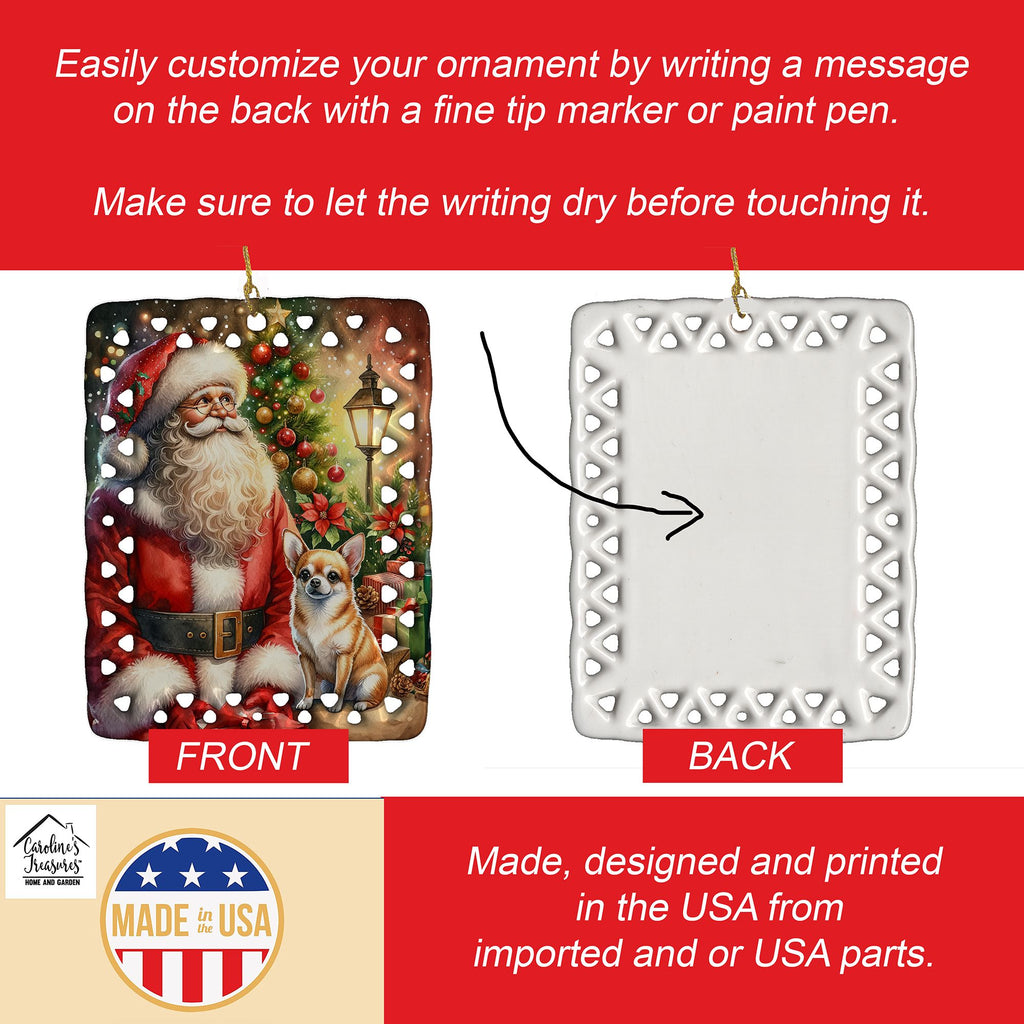 Chihuahua and Santa Personalized Christmas Ornament