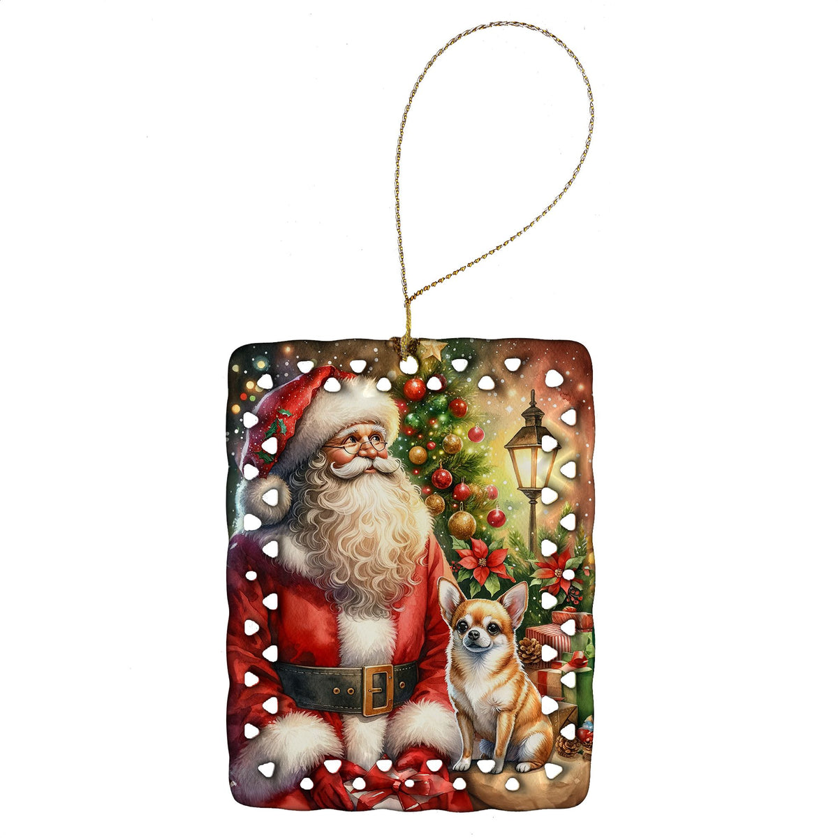 Chihuahua and Santa Personalized Christmas Ornament
