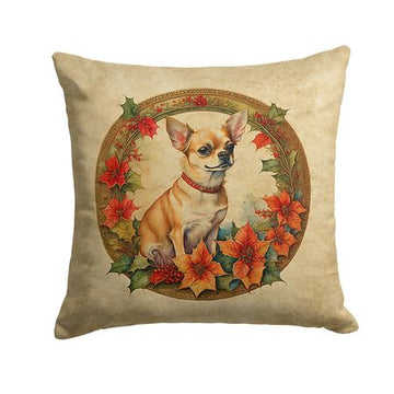 Chihuahua Christmas Flowers Throw Pillow