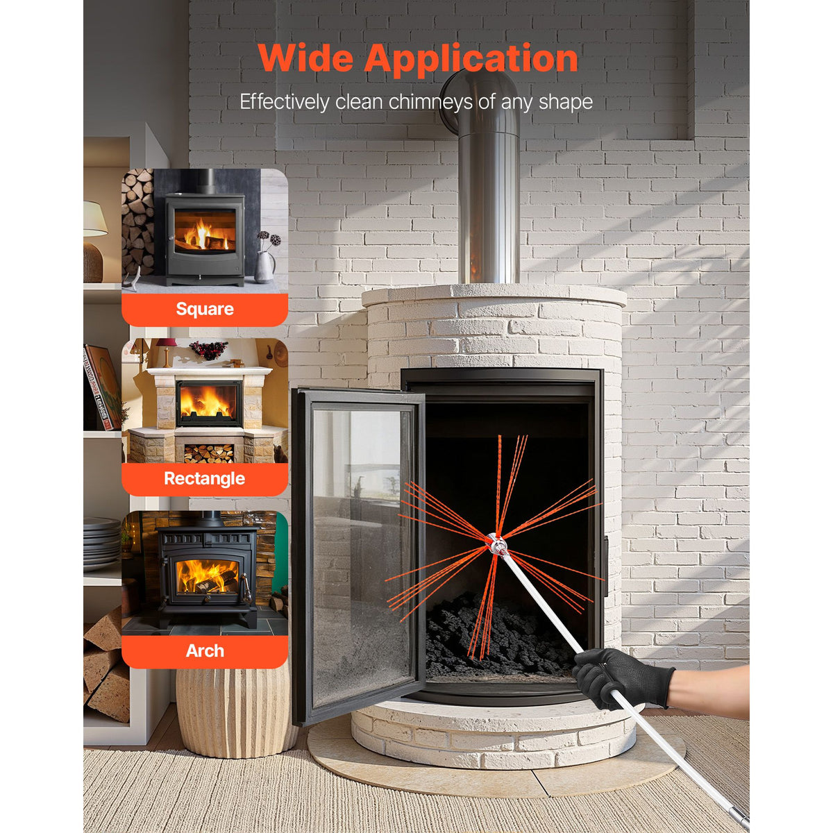 Extendable Chimney Sweep Kit for Angled Cleaning