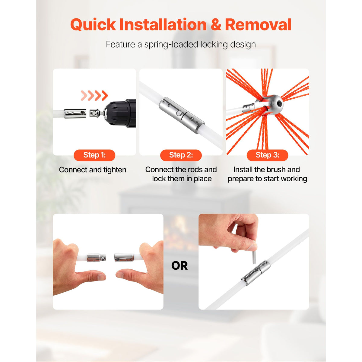 Extendable Chimney Sweep Kit for Angled Cleaning