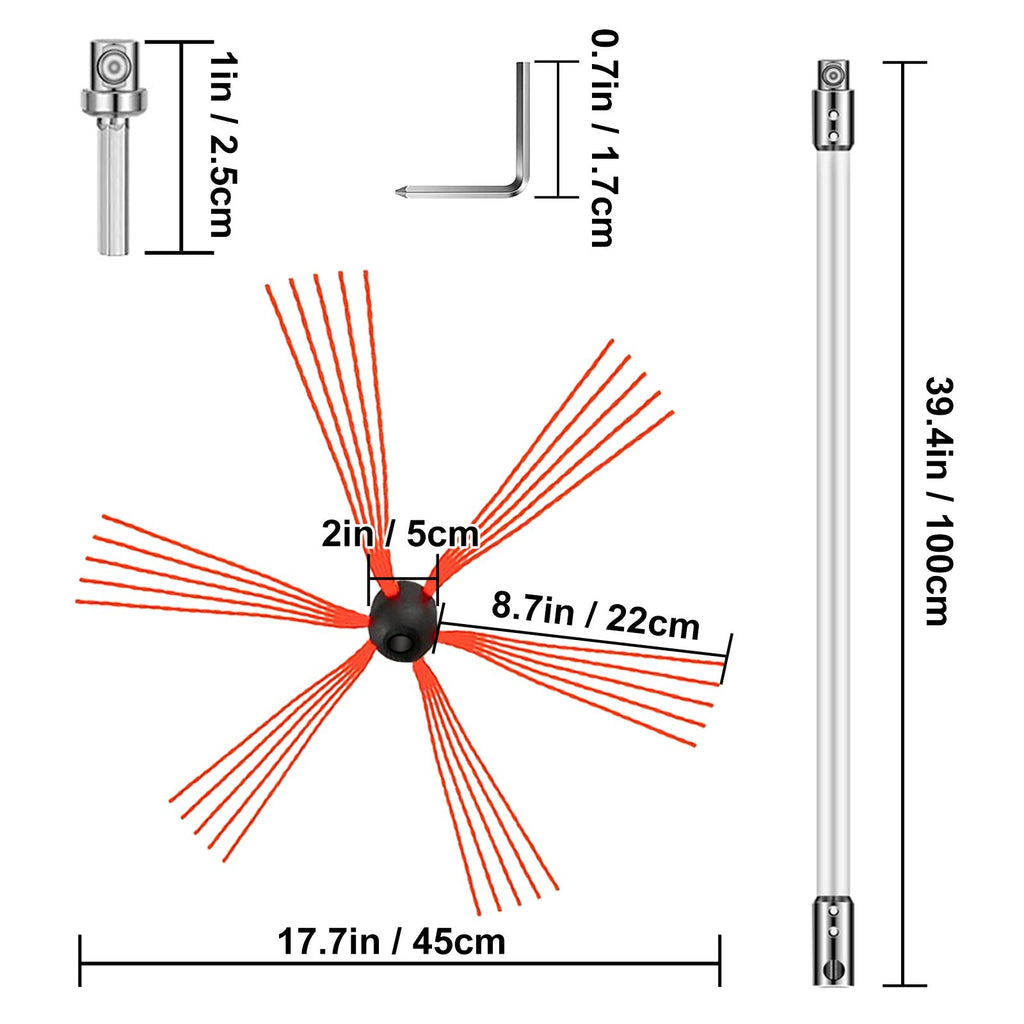Rotary Chimney Sweep Kit for Manual or Drill Use