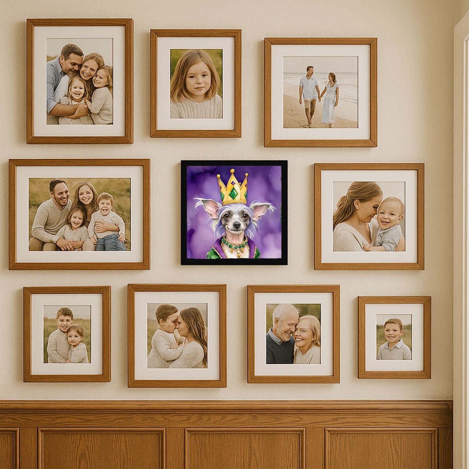 Chinese Crested King of Mardi Gras Framed Metal Print