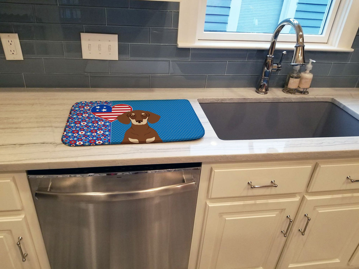 Dachshund USA Love America Dish Drying Mat