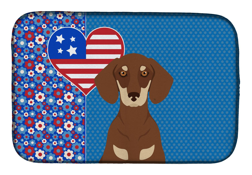 Dachshund USA Love America Dish Drying Mat