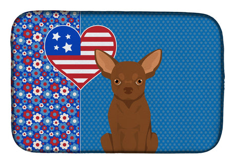 Chocolate Chihuahua USA Love Dish-Drying Mat