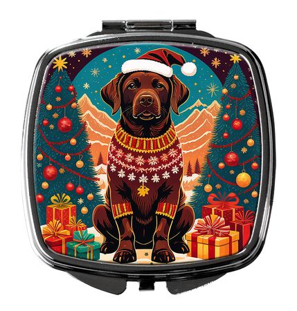 Chocolate Labrador Christmas Compact Mirror