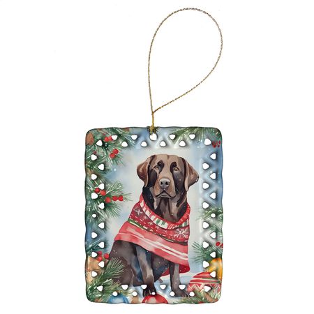 Chocolate Labrador Christmas Ornament with Writable Back