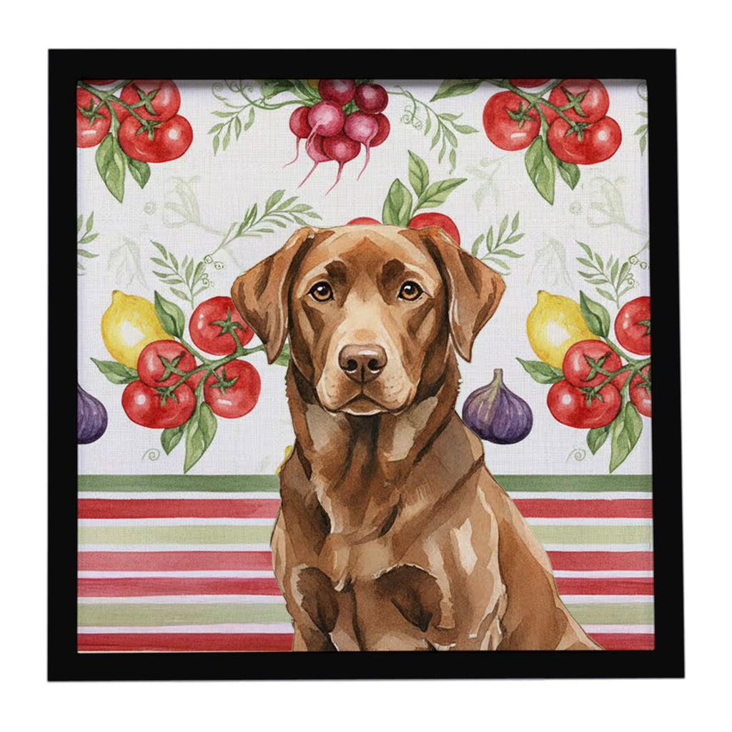 Chocolate Labrador Retriever Vegetables Framed Wall Art