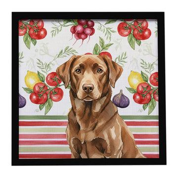 Chocolate Labrador Retriever Vegetables Framed Wall Art