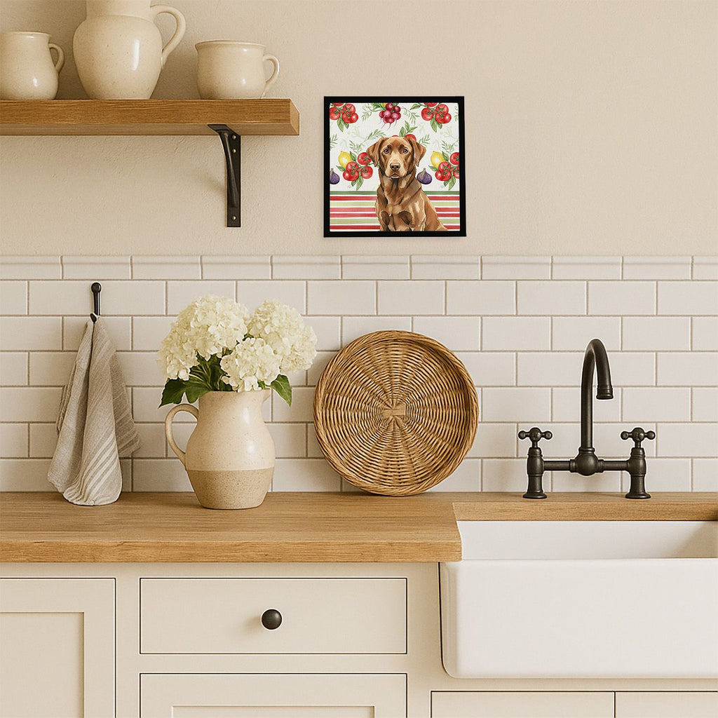 Chocolate Labrador Retriever Vegetables Framed Wall Art