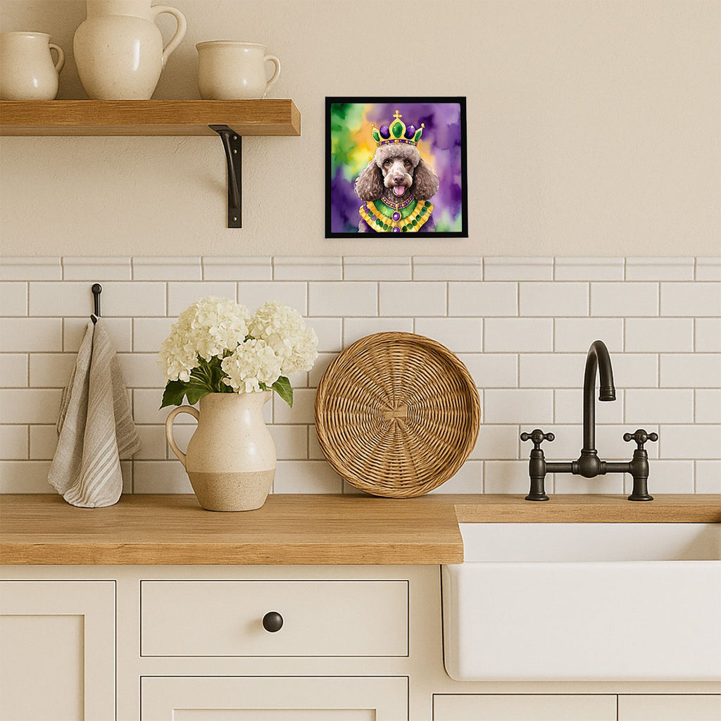 Chocolate Poodle King of Mardi Gras Framed Art
