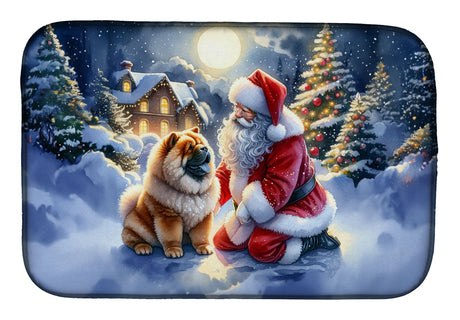 Chow Chow and Santa Christmas Dish-Drying Mat