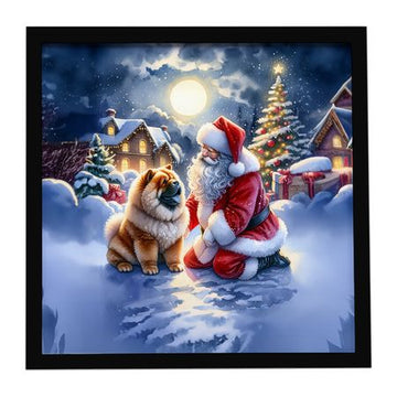 Chow Chow and Santa Claus Framed Wall Art