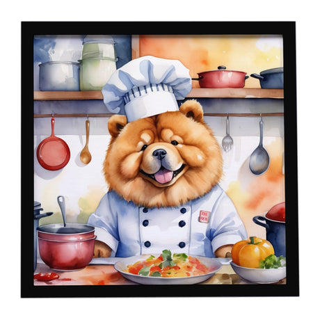 Chow Chow The Chef Framed Metal Print Bathroom, Kitchen, Office, Home Decor Wall Art Ready to Hang