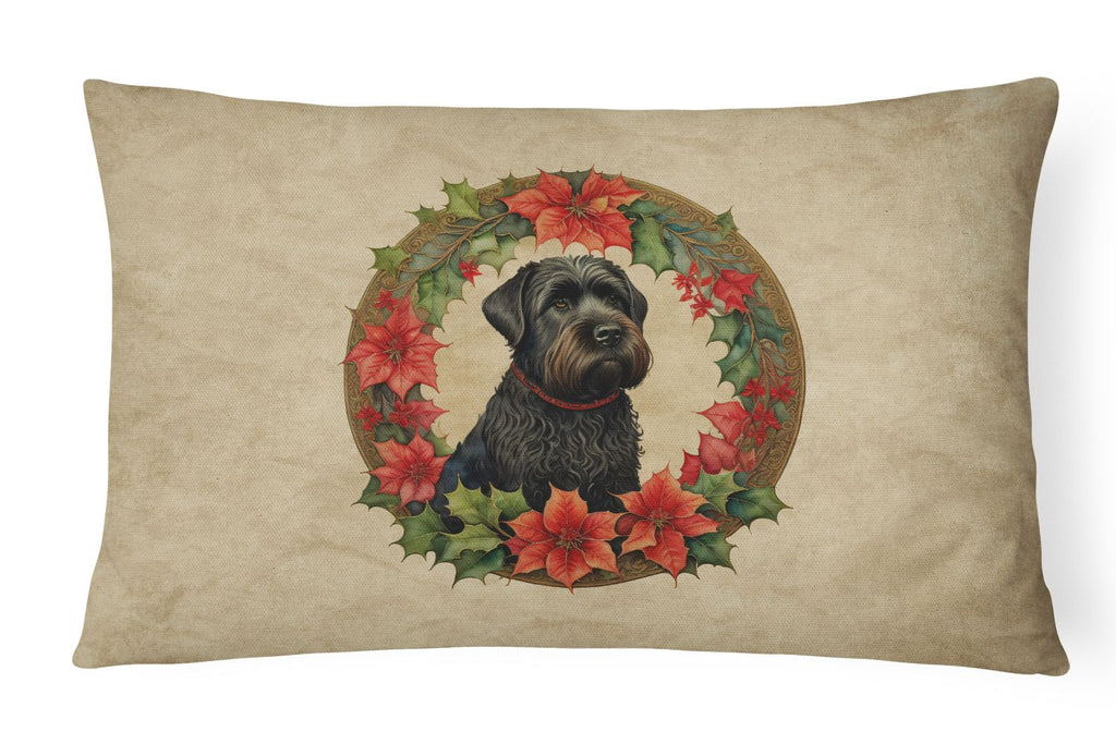Black Russian Terrier Christmas Flowers Pillow