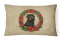 Black Russian Terrier Christmas Flowers Pillow