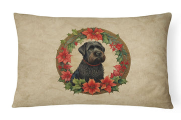 Black Russian Terrier Christmas Flowers Pillow