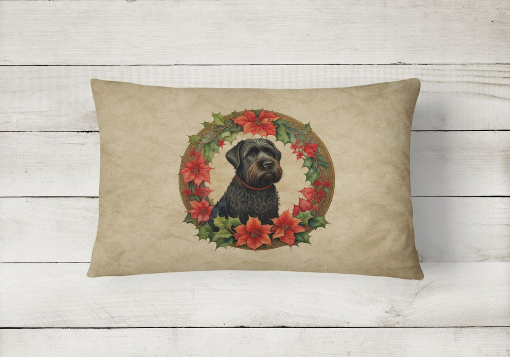 Black Russian Terrier Christmas Flowers Pillow