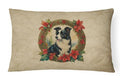 Border Collie Christmas Flowers Decorative Pillow