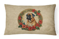 Bullmastiff Christmas Flowers Throw Pillow