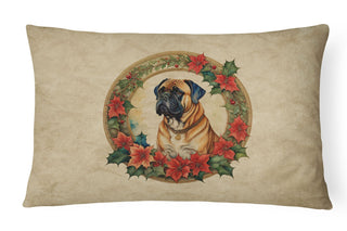Bullmastiff Christmas Flowers Throw Pillow