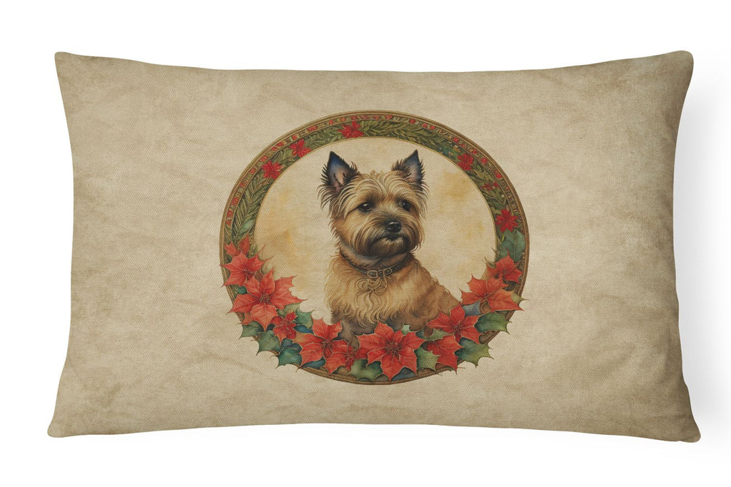 Cairn Terrier Christmas Flowers Throw Pillow