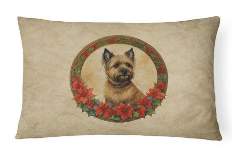 Cairn Terrier Christmas Flowers Throw Pillow