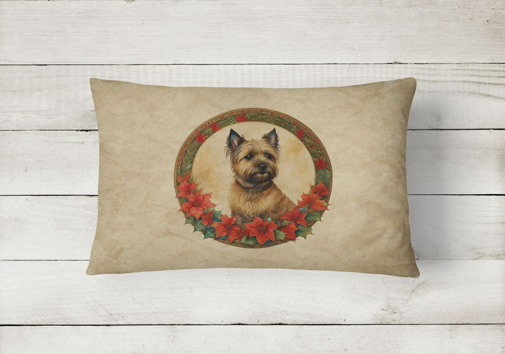 Cairn Terrier Christmas Flowers Throw Pillow