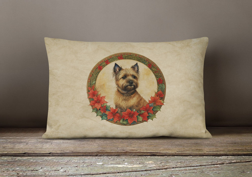 Cairn Terrier Christmas Flowers Throw Pillow