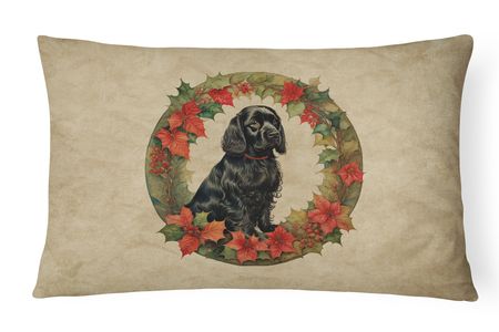 Cocker Spaniel Christmas Flowers Throw Pillow