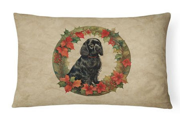 Cocker Spaniel Christmas Flowers Outdoor 12x16 Pillow