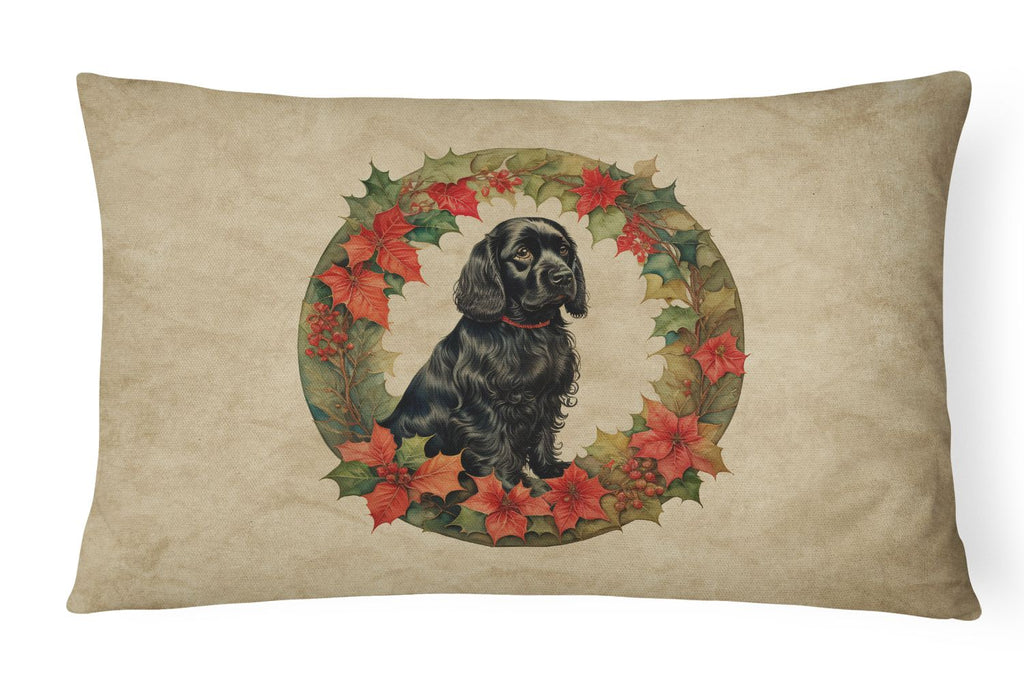 Cocker Spaniel Christmas Flowers Throw Pillow