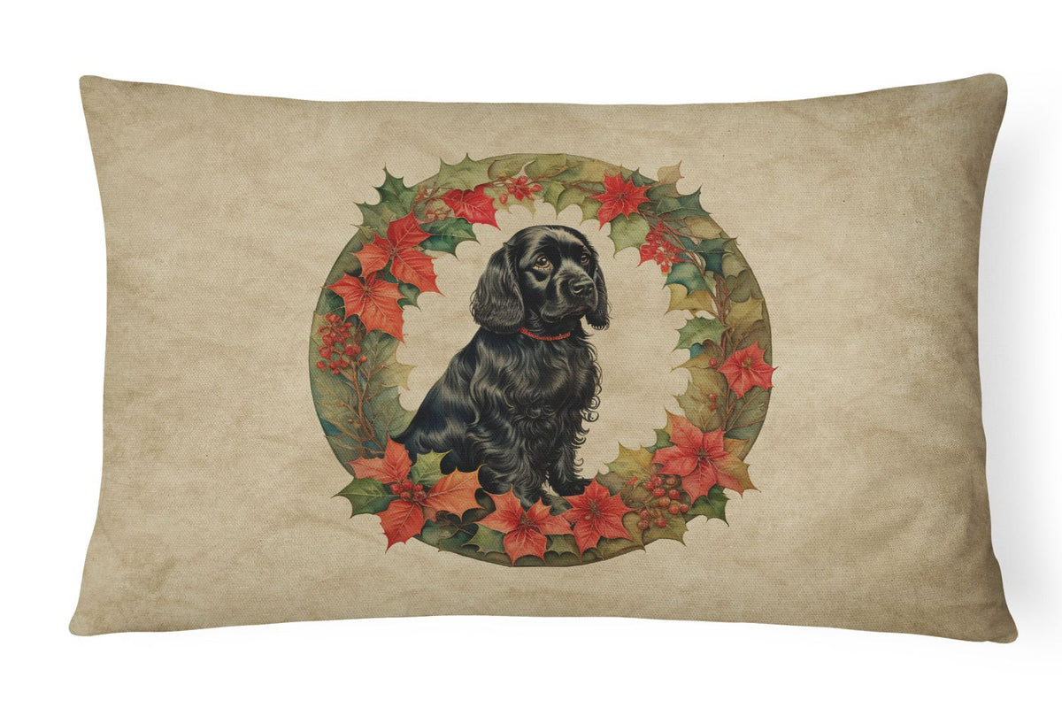 Cocker Spaniel Christmas Flowers Throw Pillow