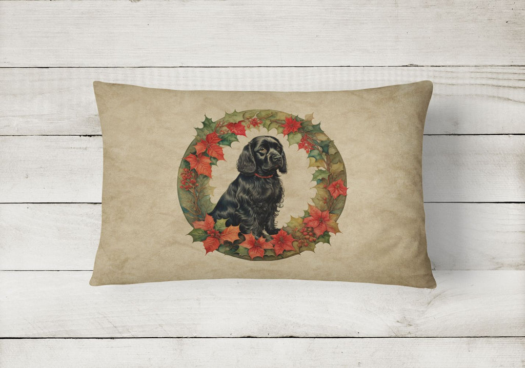 Cocker Spaniel Christmas Flowers Throw Pillow